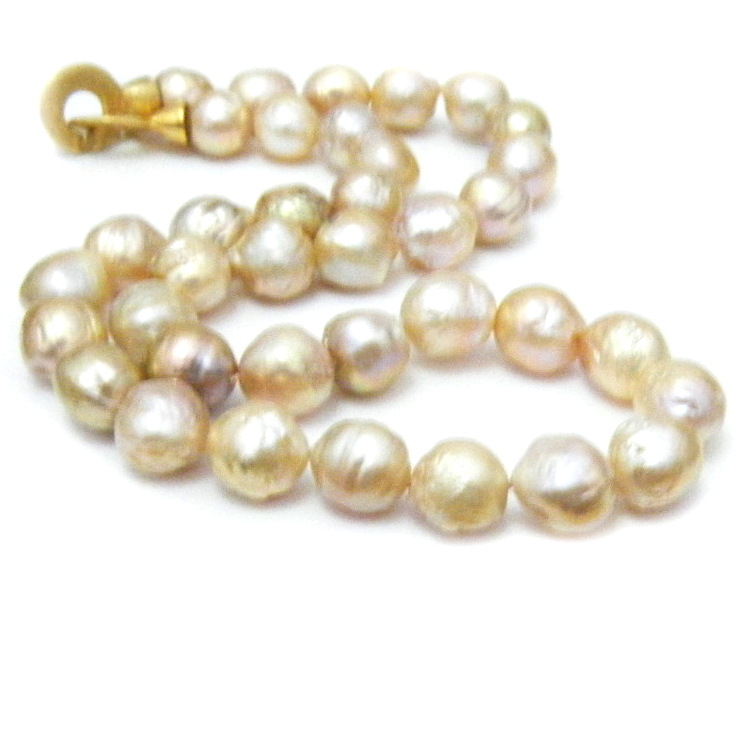 Apricot 10.6-11.6mm Ripple Pearls Necklace